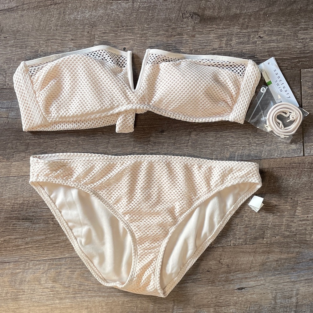 NWT Sanctuary Swim Sea Crochet Bikini Top & Bikini Bottoms Set